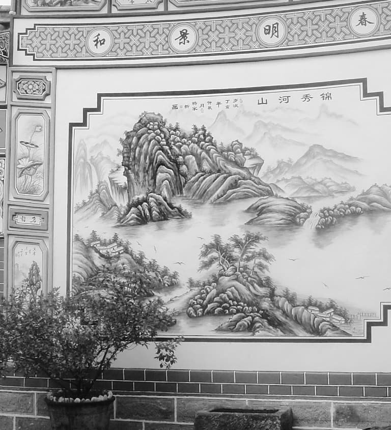 Tempio cinese - corso qigong - bianco e nero